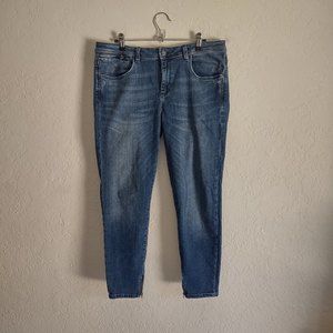 Zara Distressed Denim Zipper Ankle Pants Size 10